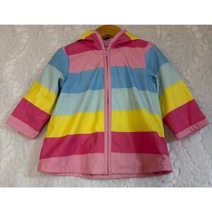 Little Me Little Kid’s Rainbow / Pink Waterproof Hooded Rain Coat Size 18 Months